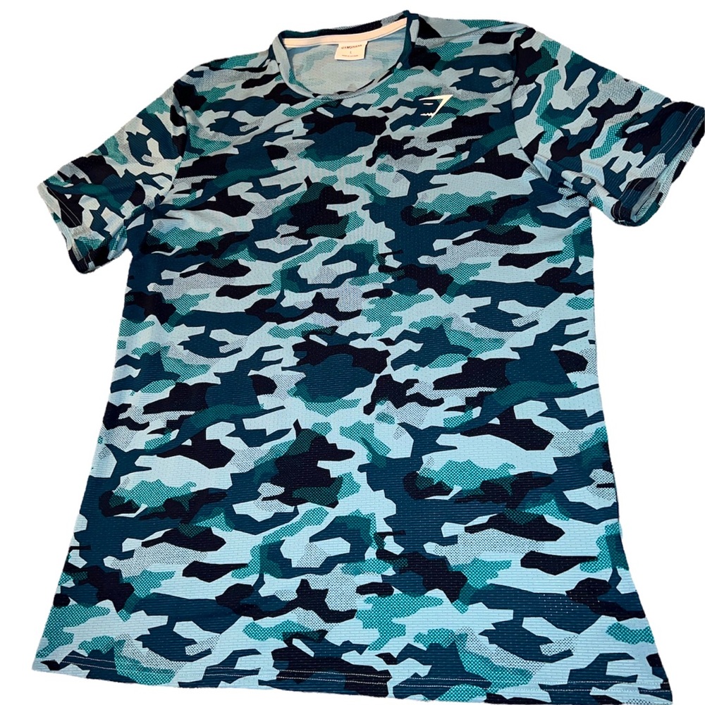 Gymshark Arrival T-Shirt Teal Camo - Picture 4 of 6